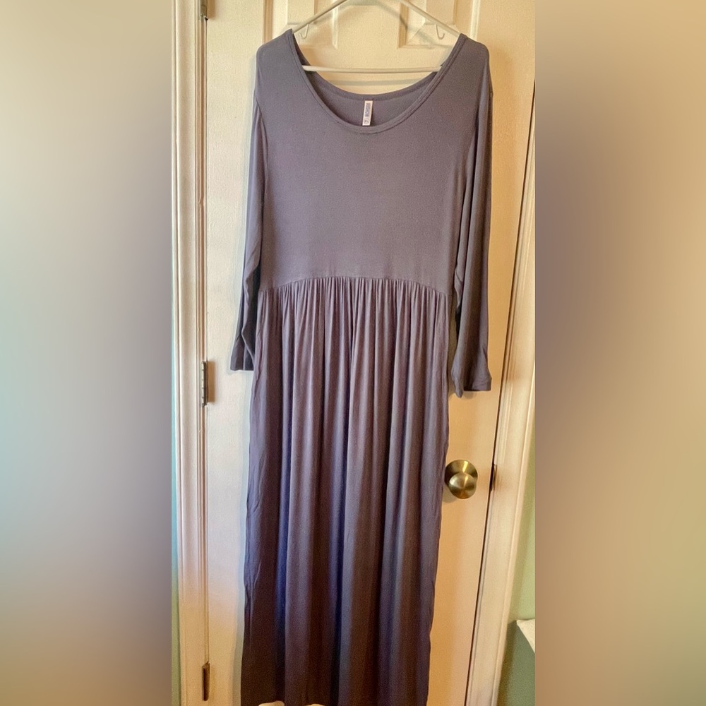 Elegant Purplish Gray Women's Maxi Dress